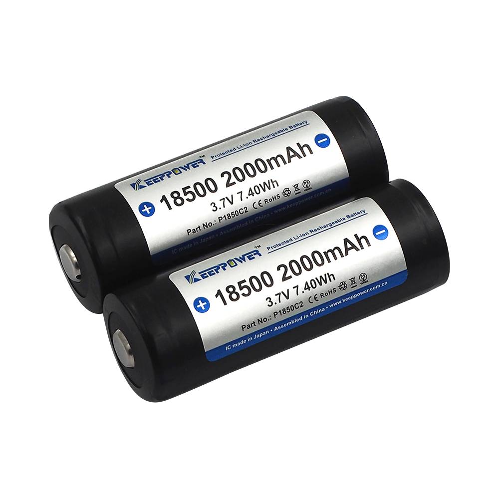 18500-2000mAh Lithium Battery - 2 Packs